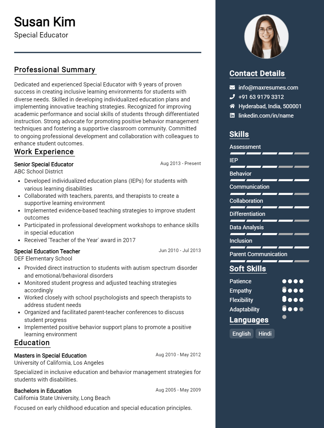 special-educator-resume-sample