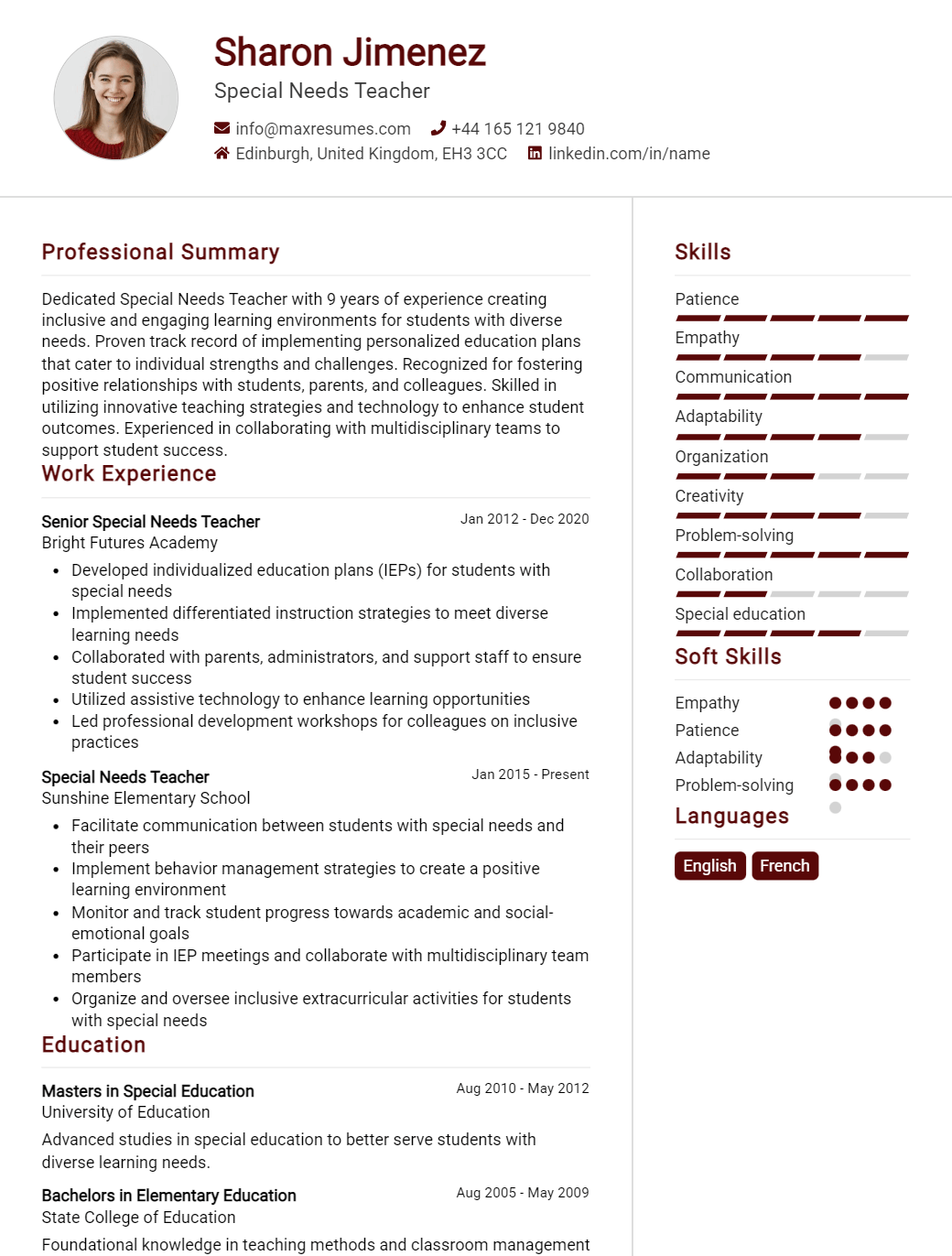 special-needs-teacher-resume-sample