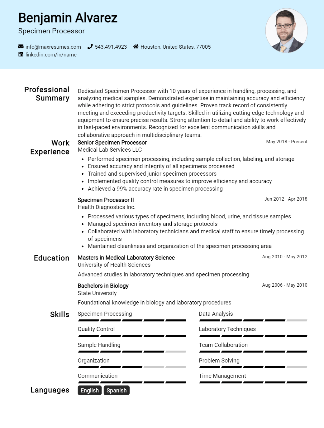 specimen-processor-resume-sample