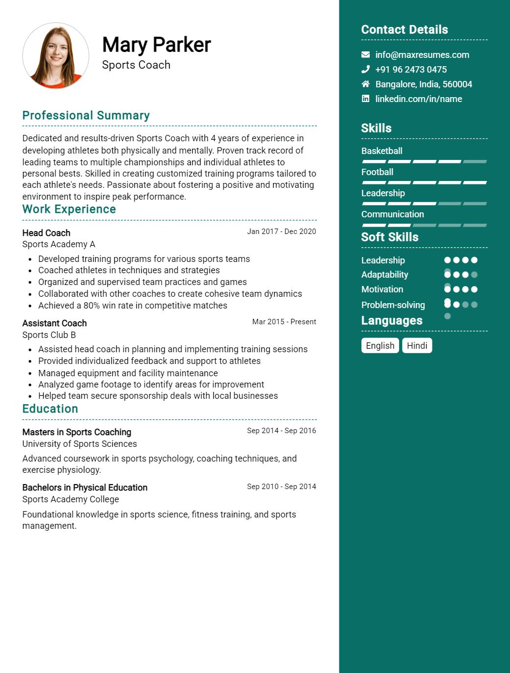 sports-coach-resume-sample