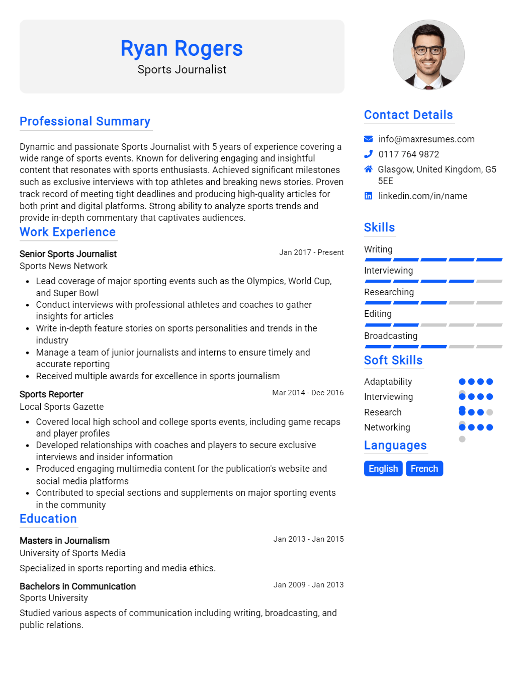 sports-journalist-resume-sample
