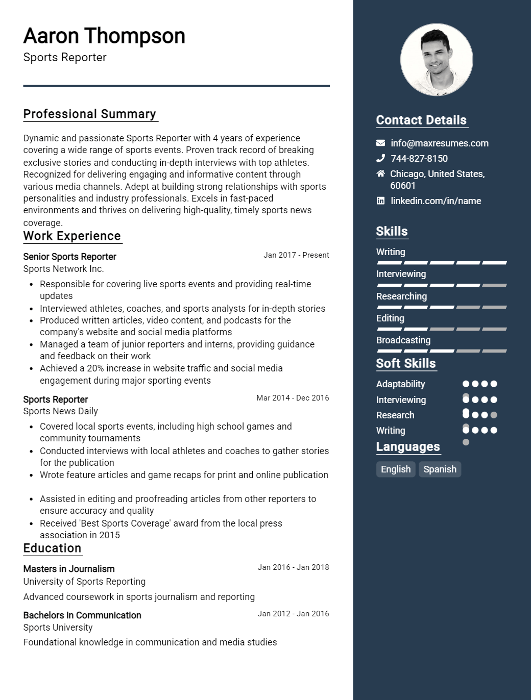 sports-reporter-resume-sample