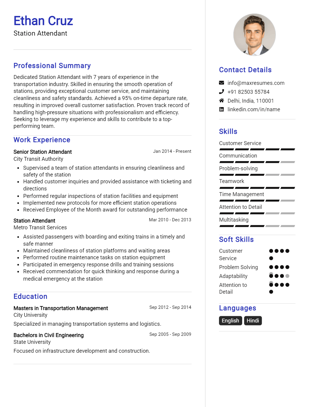 station-attendant-resume-sample