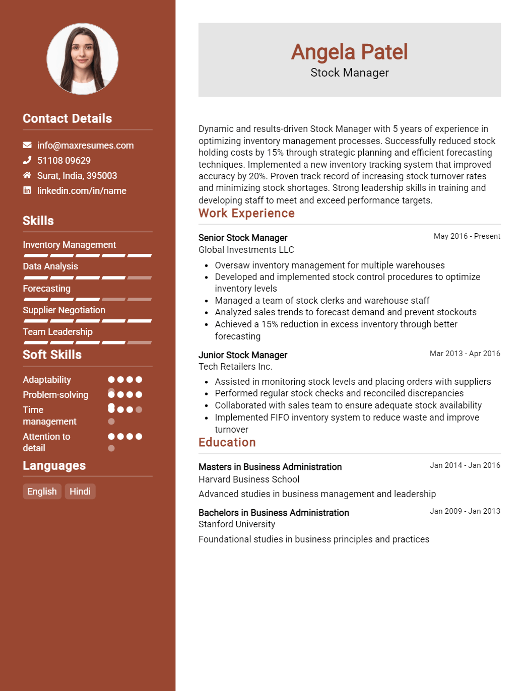 stock-manager-resume-sample