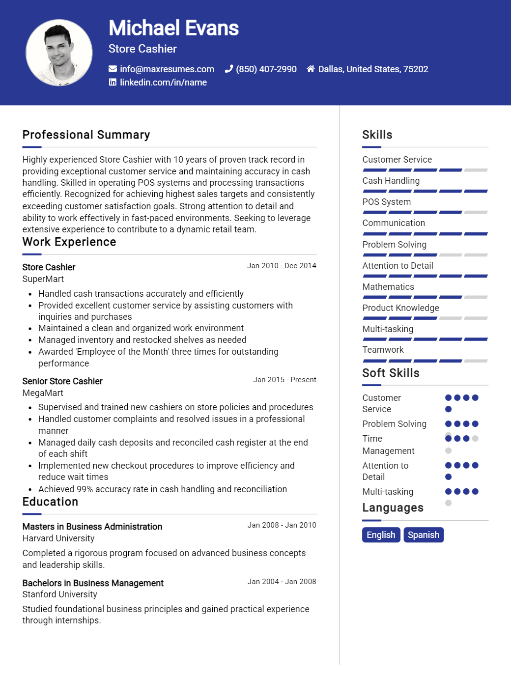 store-cashier-resume-sample