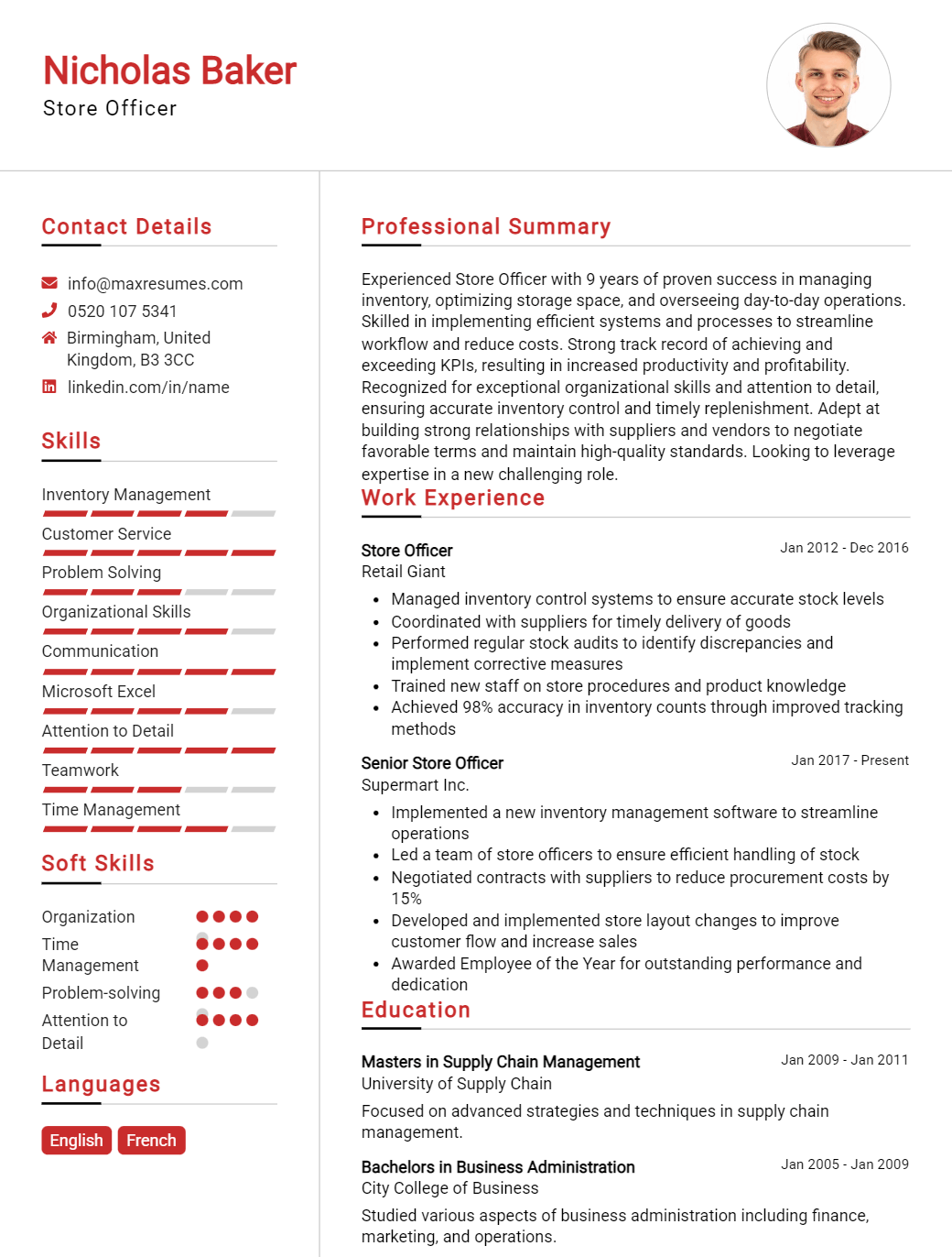 store-officer-resume-sample