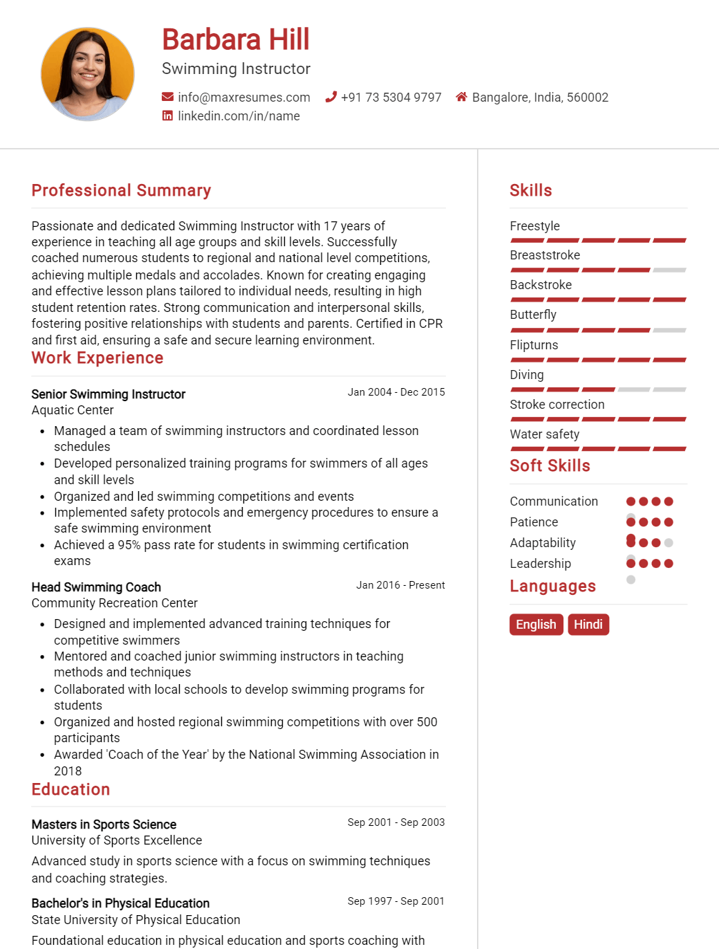 swimming-instructor-resume-sample