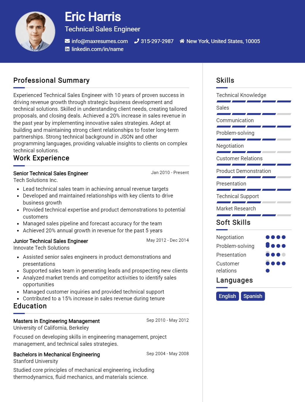 technical-sales-engineer-resume-sample