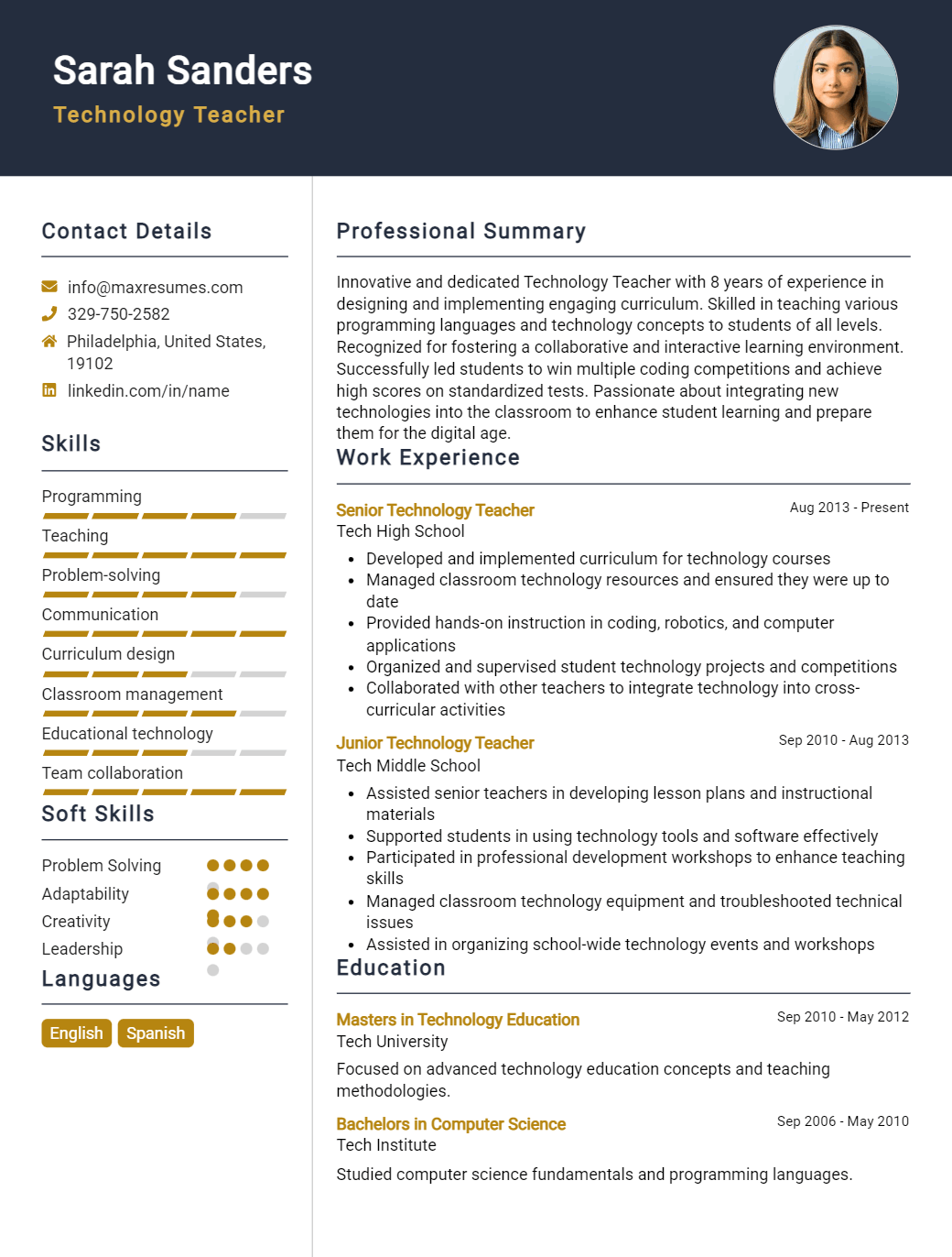 technology-teacher-resume-sample