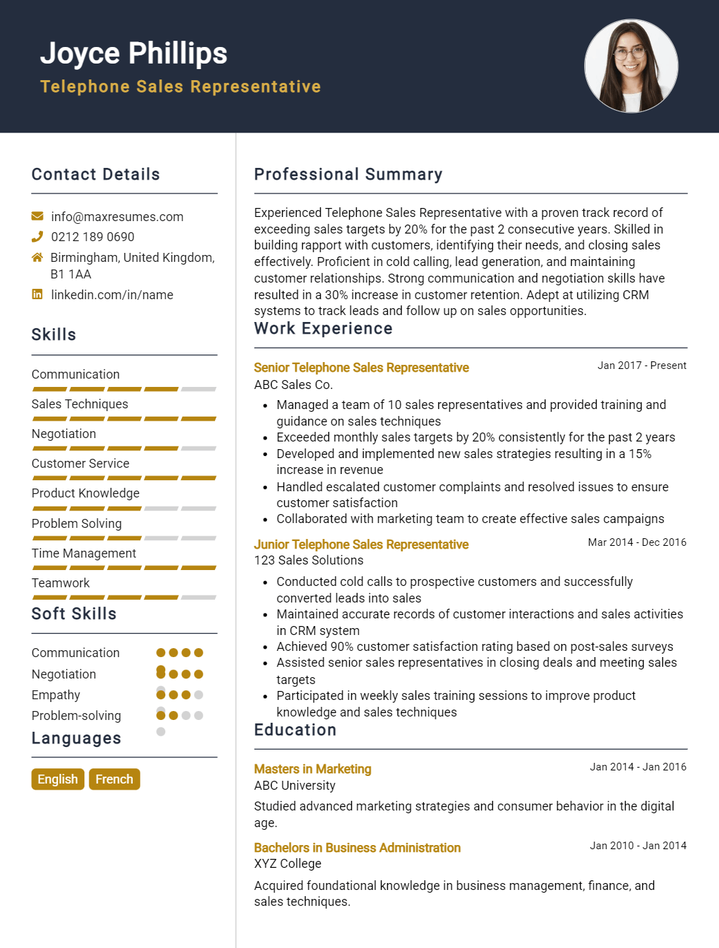 telephone-sales-representative-resume-sample