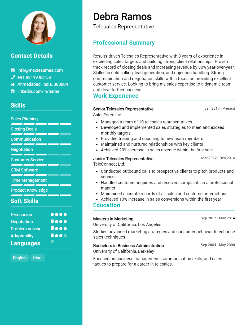 telesales-representative-resume-sample
