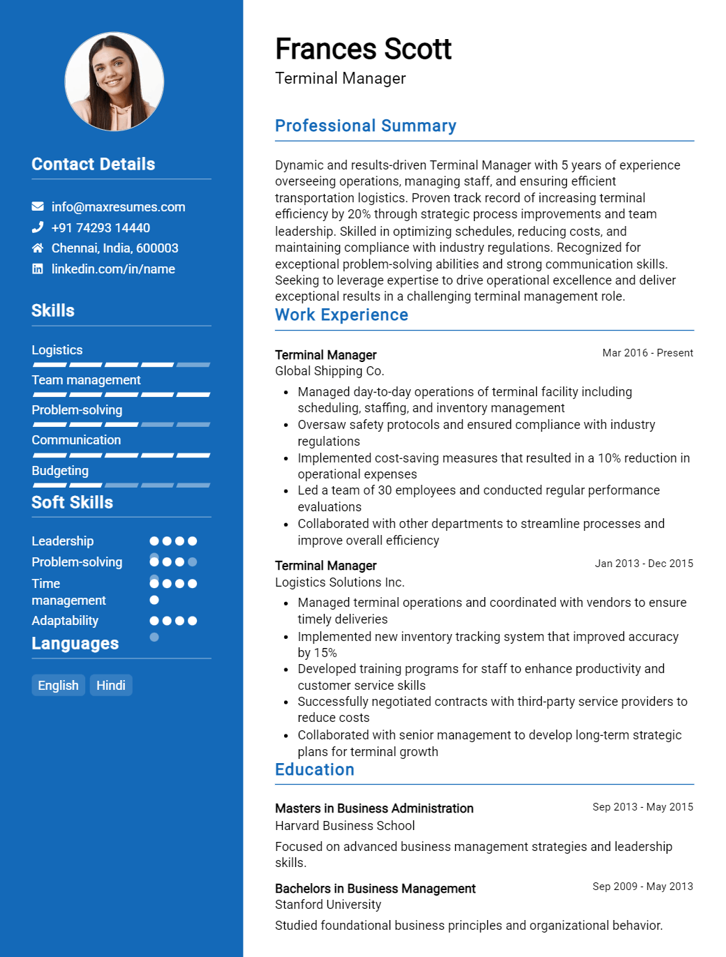 terminal-manager-resume-sample