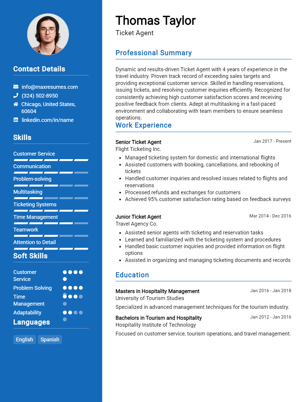 ticket-agent-resume-sample