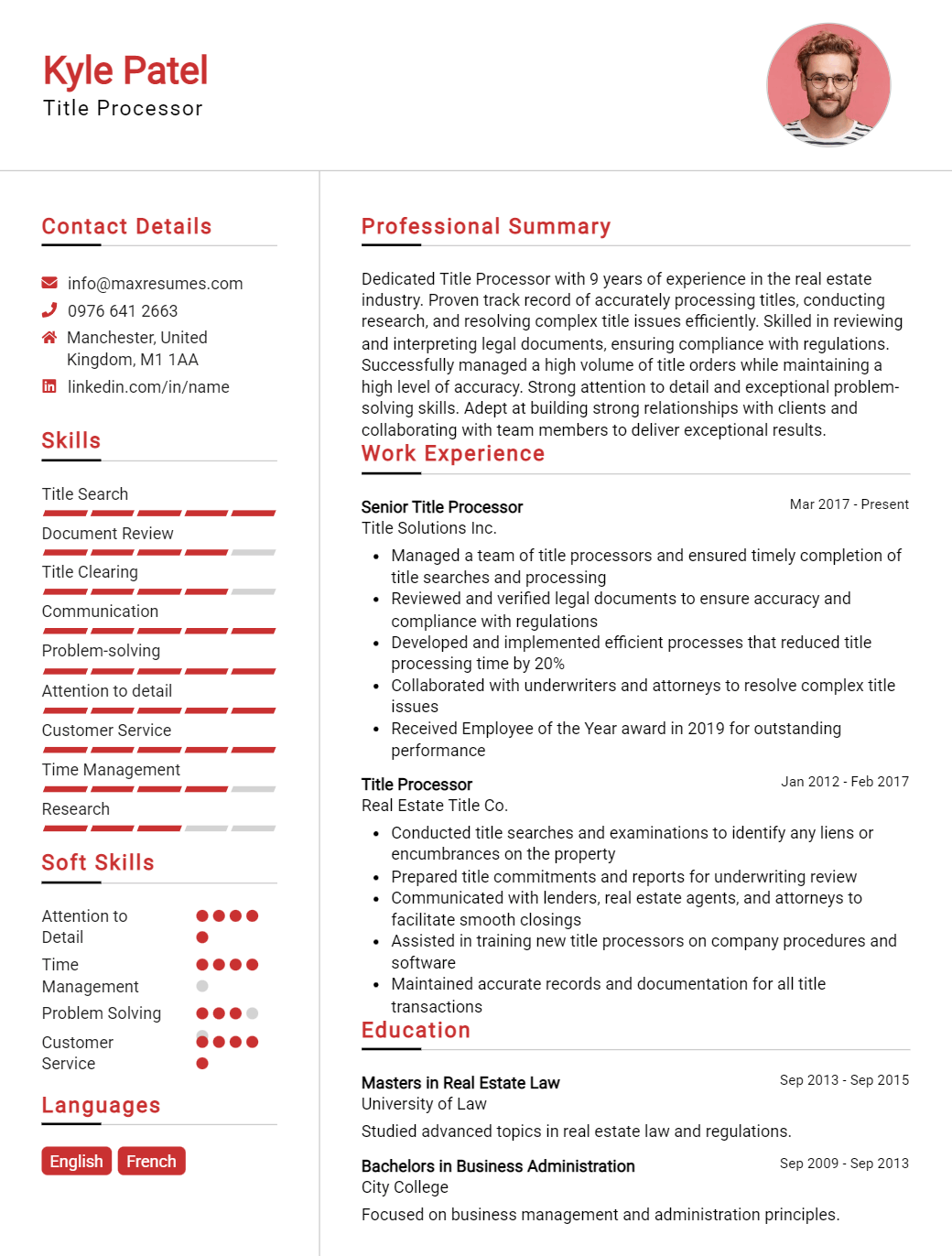 title-processor-resume-sample