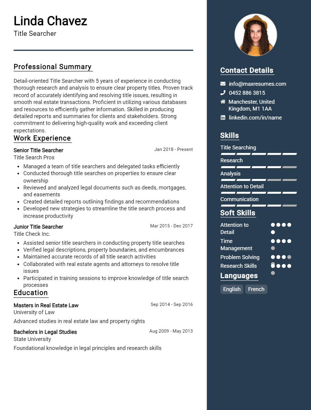 title-searcher-resume-sample