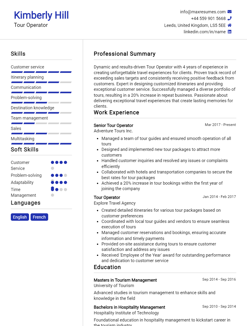 tour-operator-resume-sample
