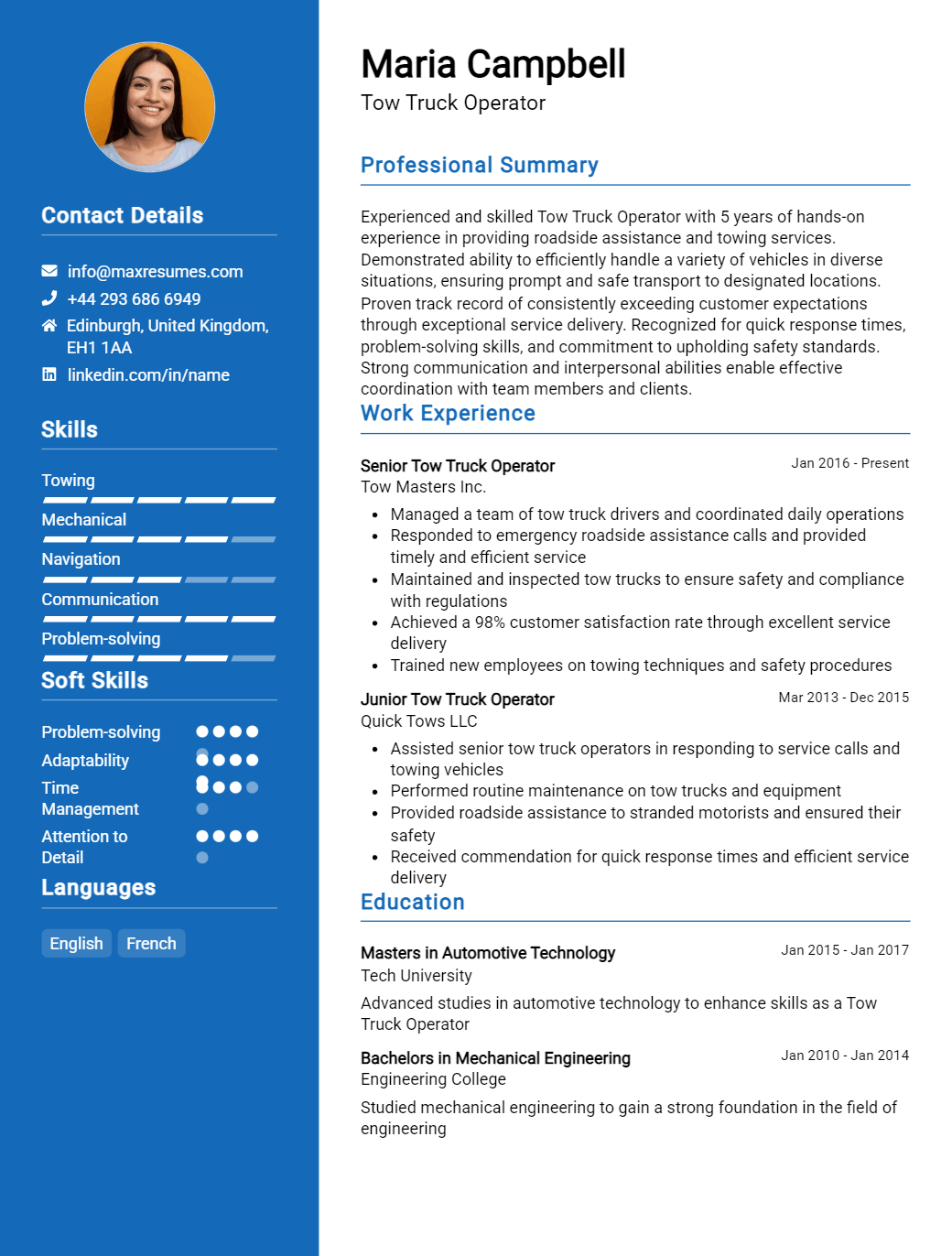 tow-truck-operator-resume-sample