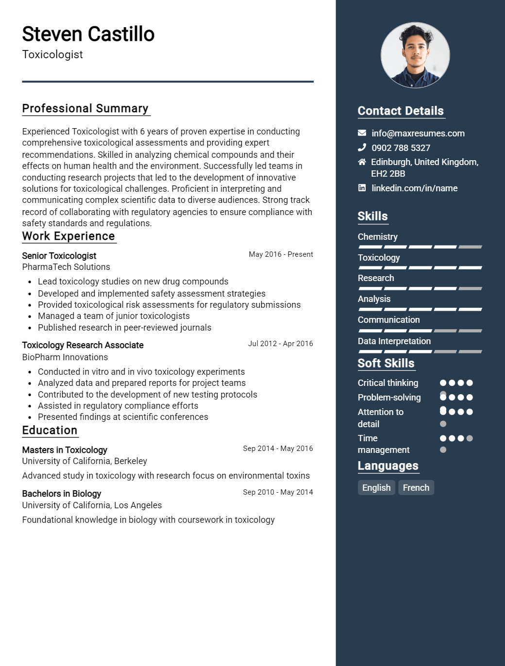 toxicologist-resume-sample
