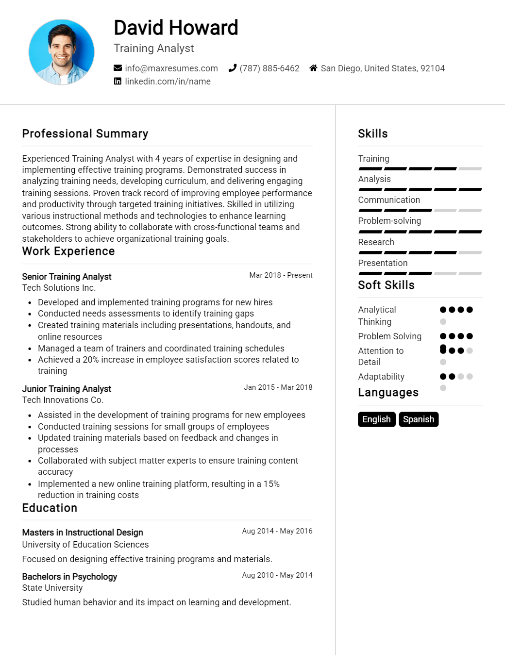 training-analyst-resume-sample