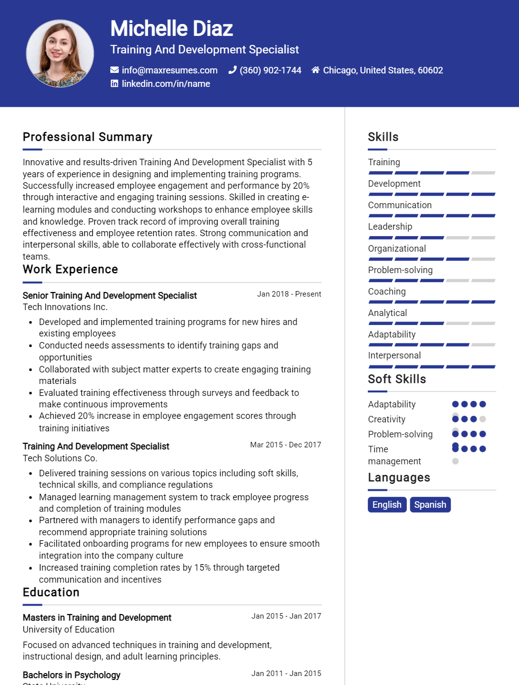 training-and-development-specialist-resume-sample