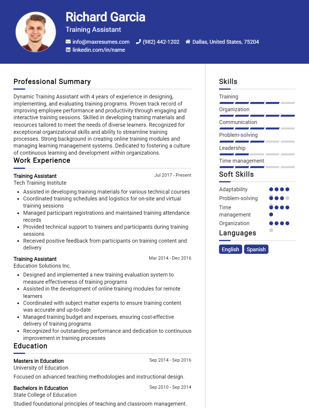 training-assistant-resume-sample
