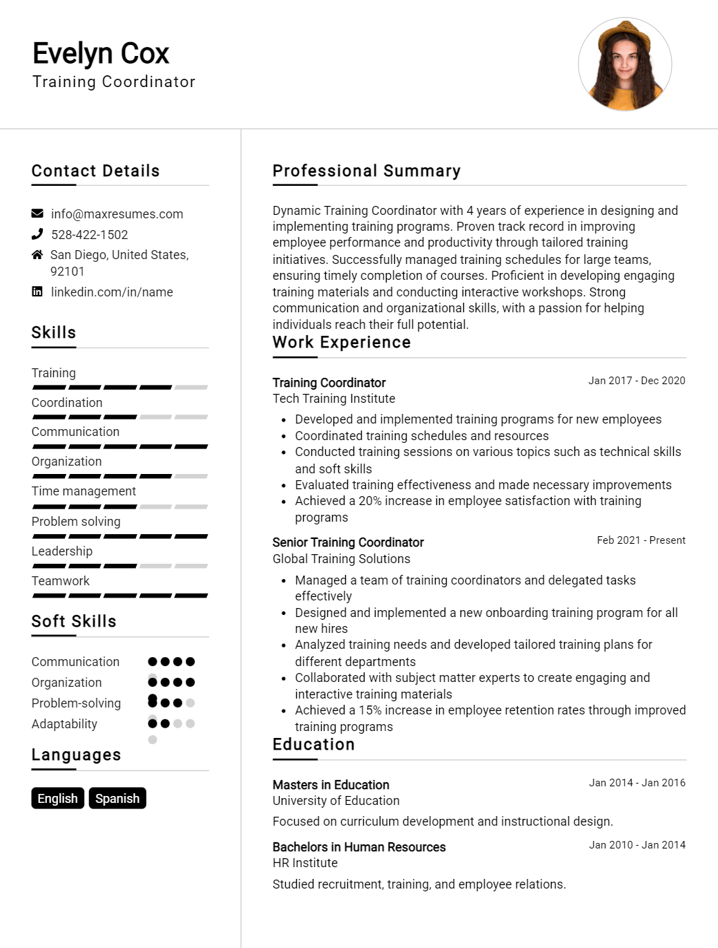 training-coordinator-resume-sample