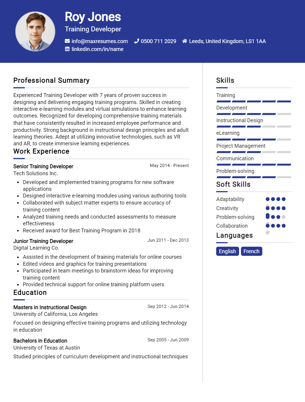 training-developer-resume-sample