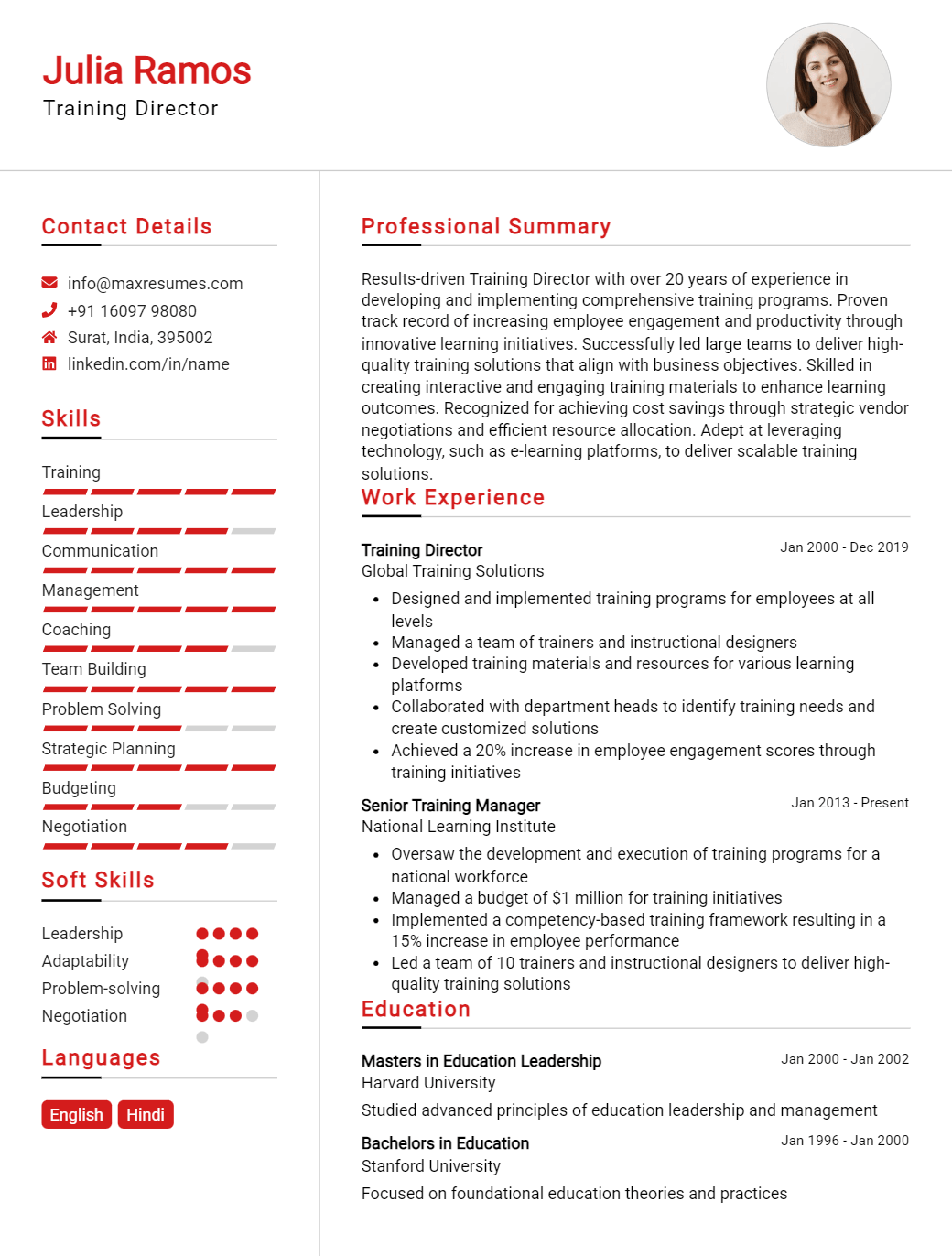 training-director-resume-sample