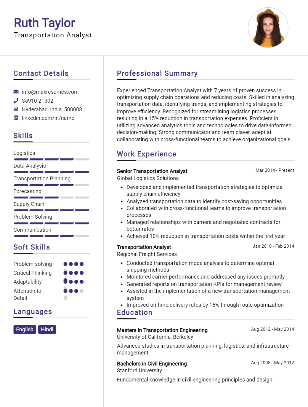 transportation-analyst-resume-sample