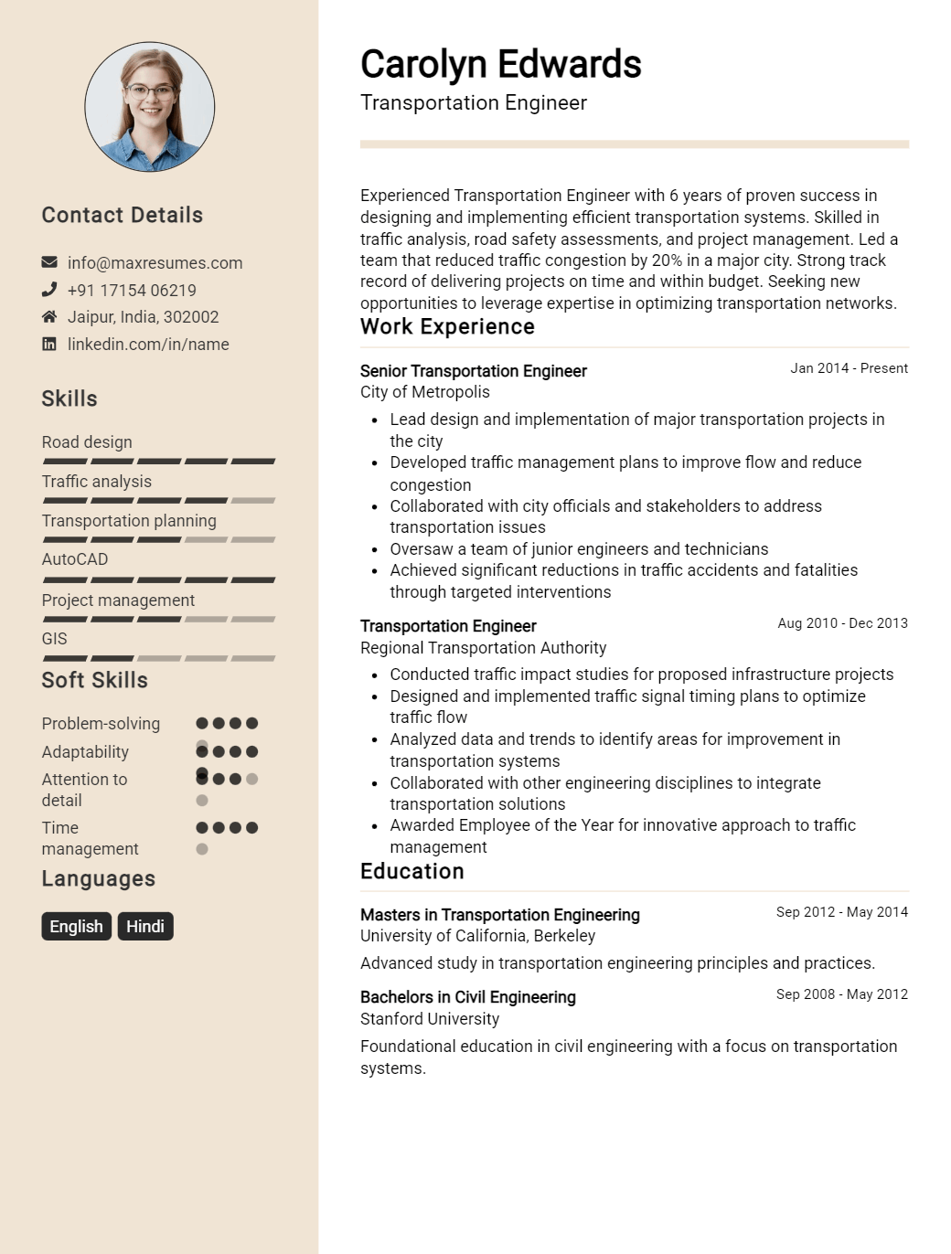 transportation-engineer-resume-sample