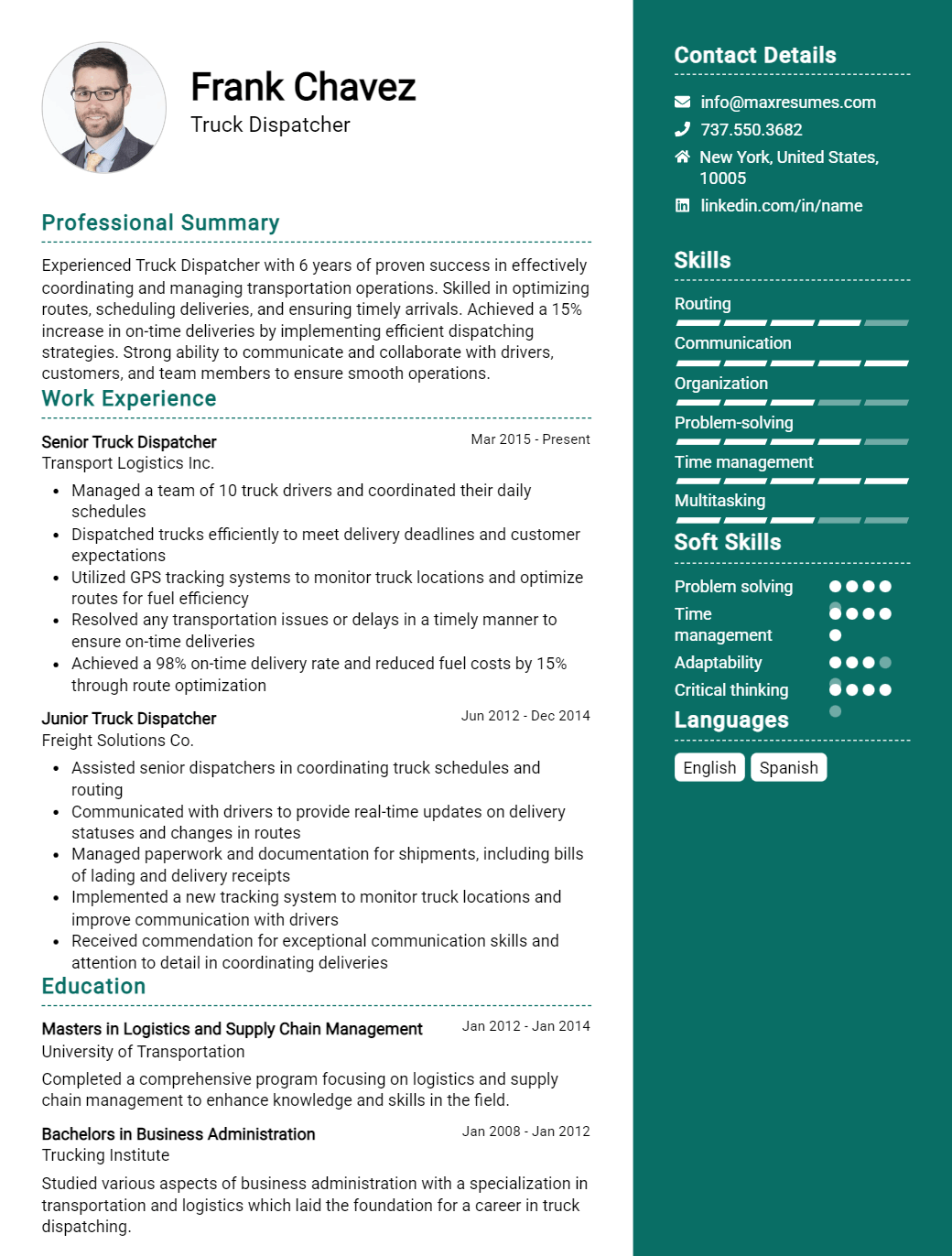 truck-dispatcher-resume-sample