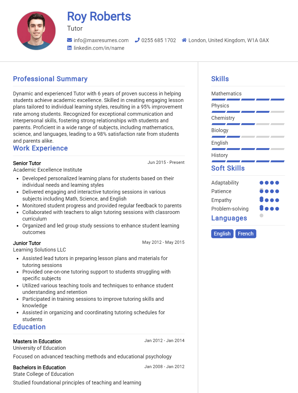 tutor-resume-sample