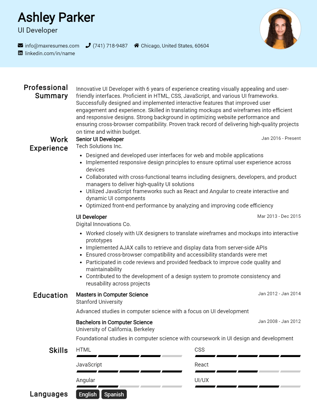 ui-developer-resume-sample