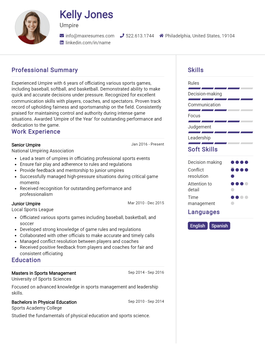 umpire-resume-sample