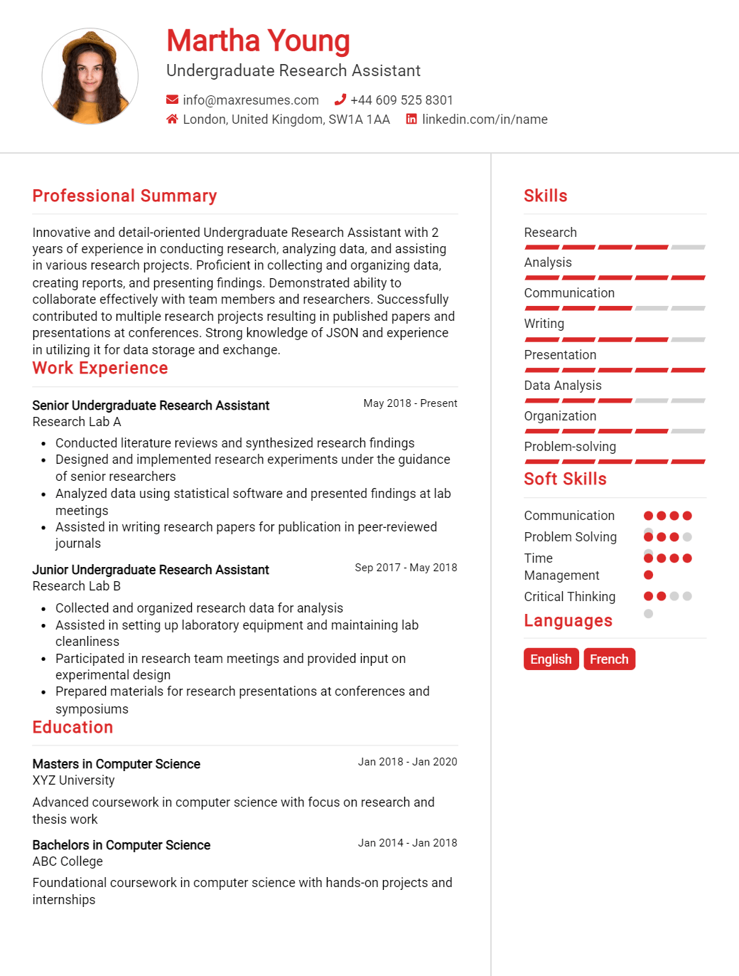 undergraduate-research-assistant-resume-sample