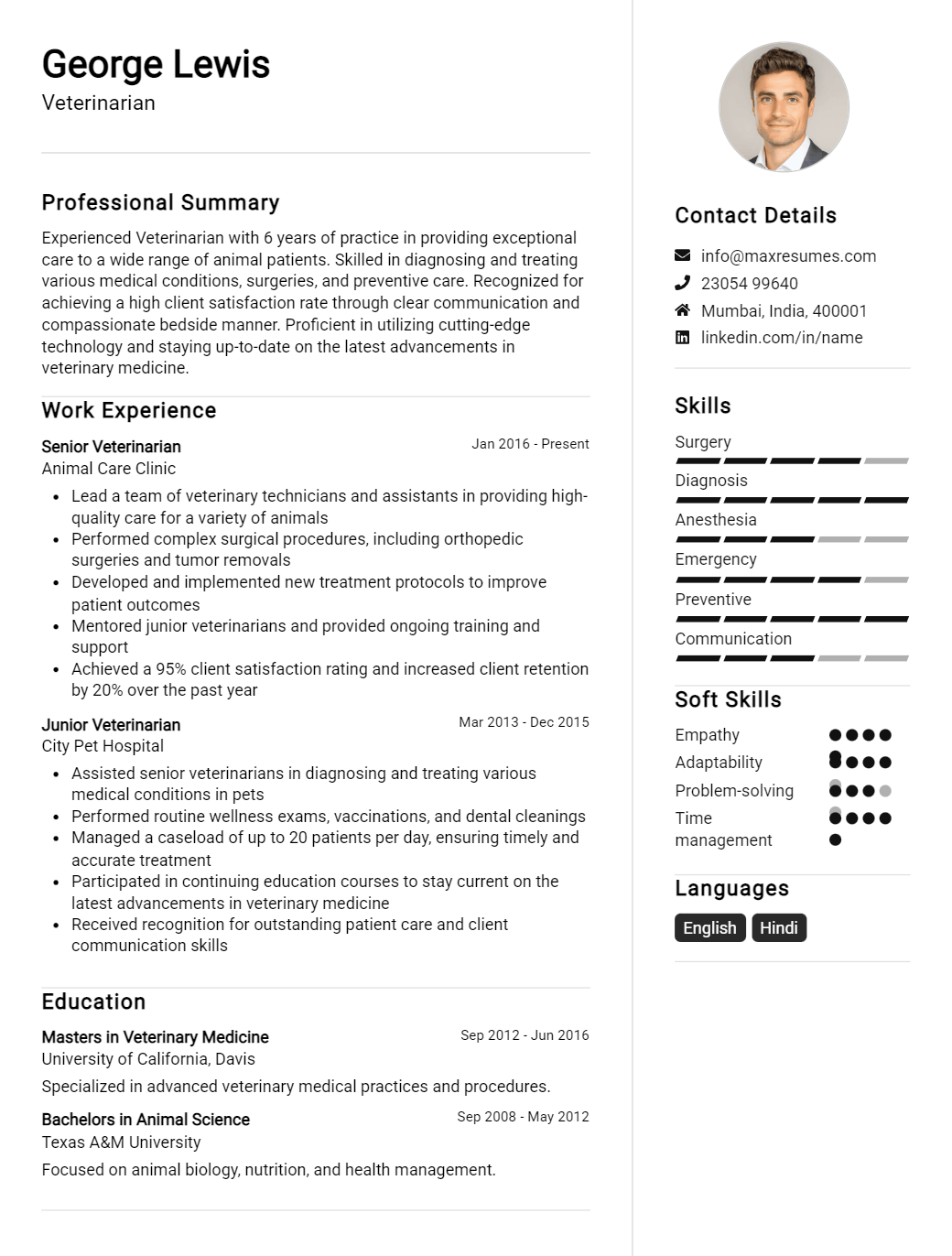 veterinarian-resume-sample