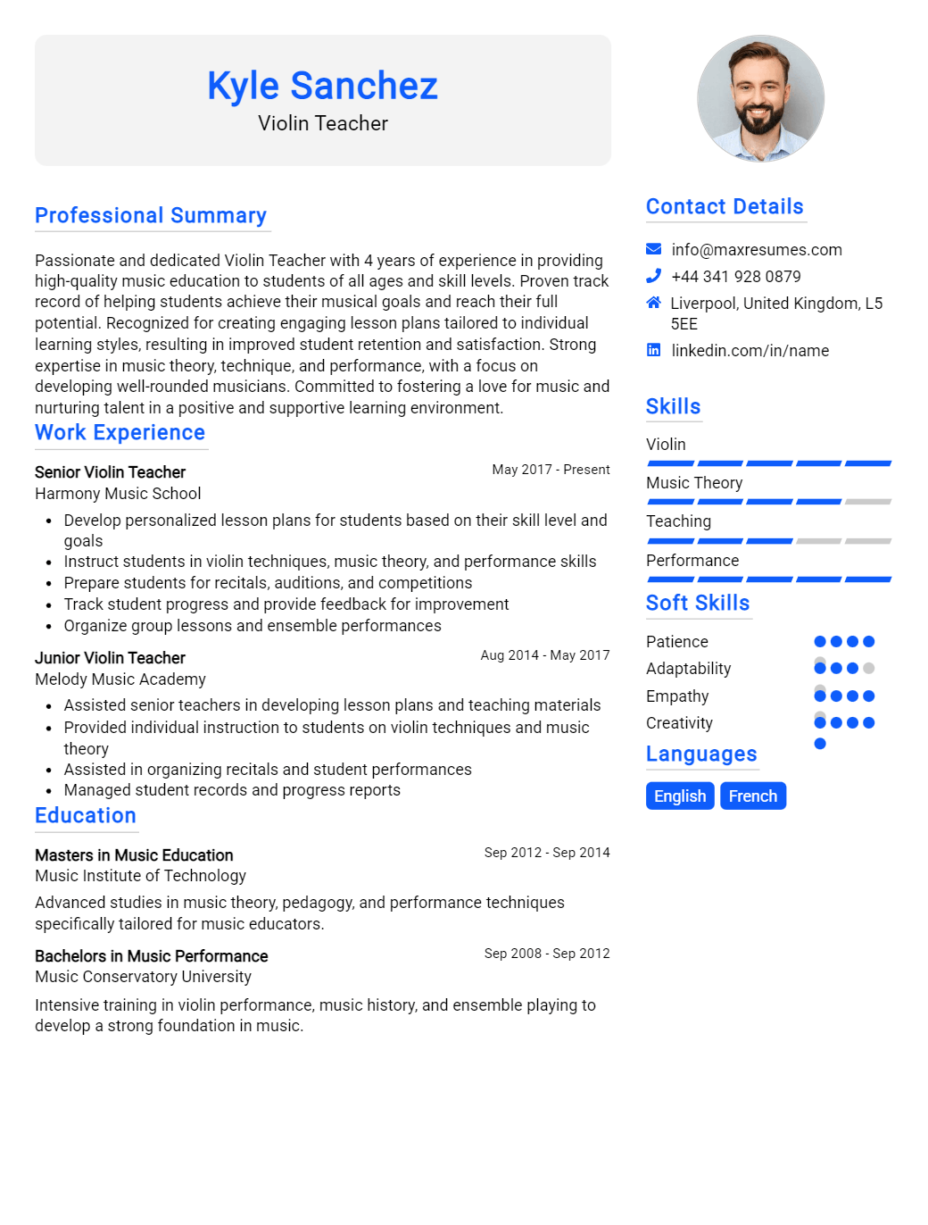 violin-teacher-resume-sample