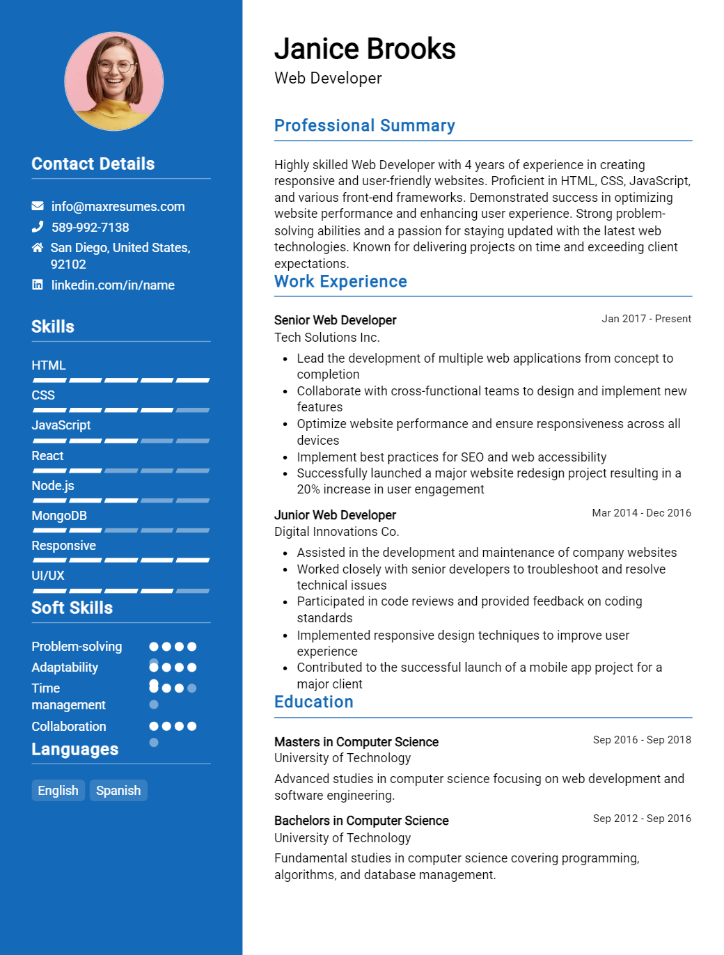 web-developer-resume-sample