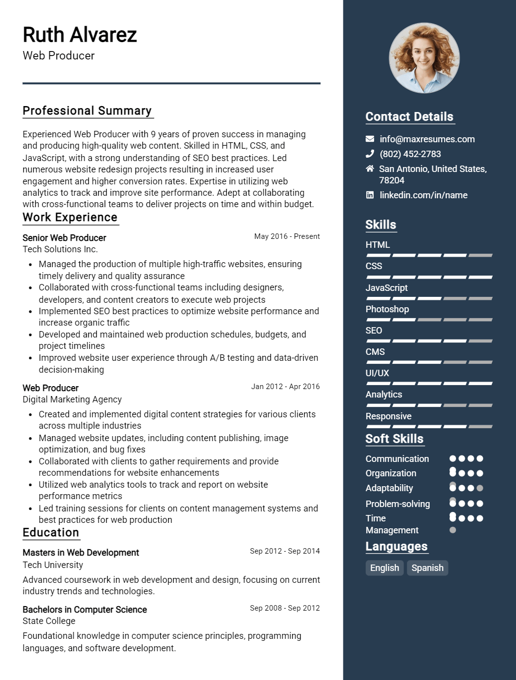 web-producer-resume-sample