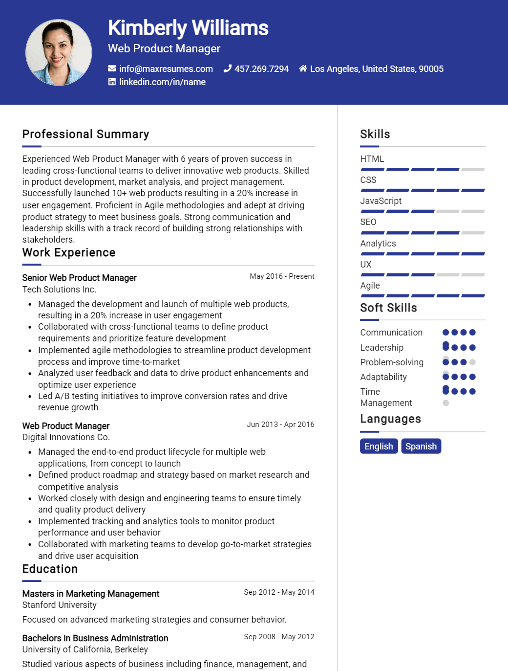 web-product-manager-resume-sample