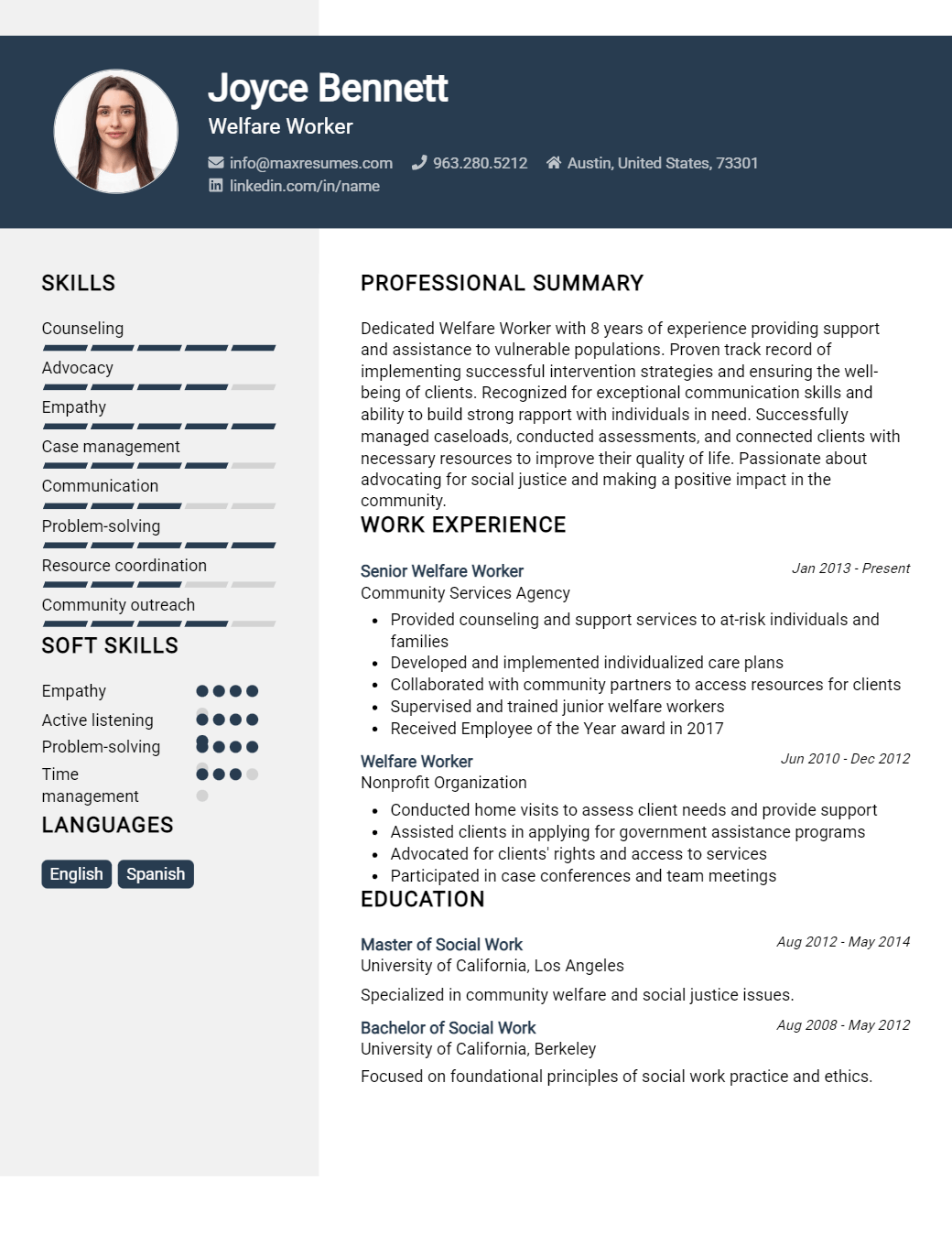 welfare-worker-resume-sample