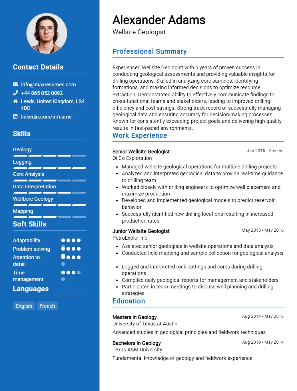 wellsite-geologist-resume-sample