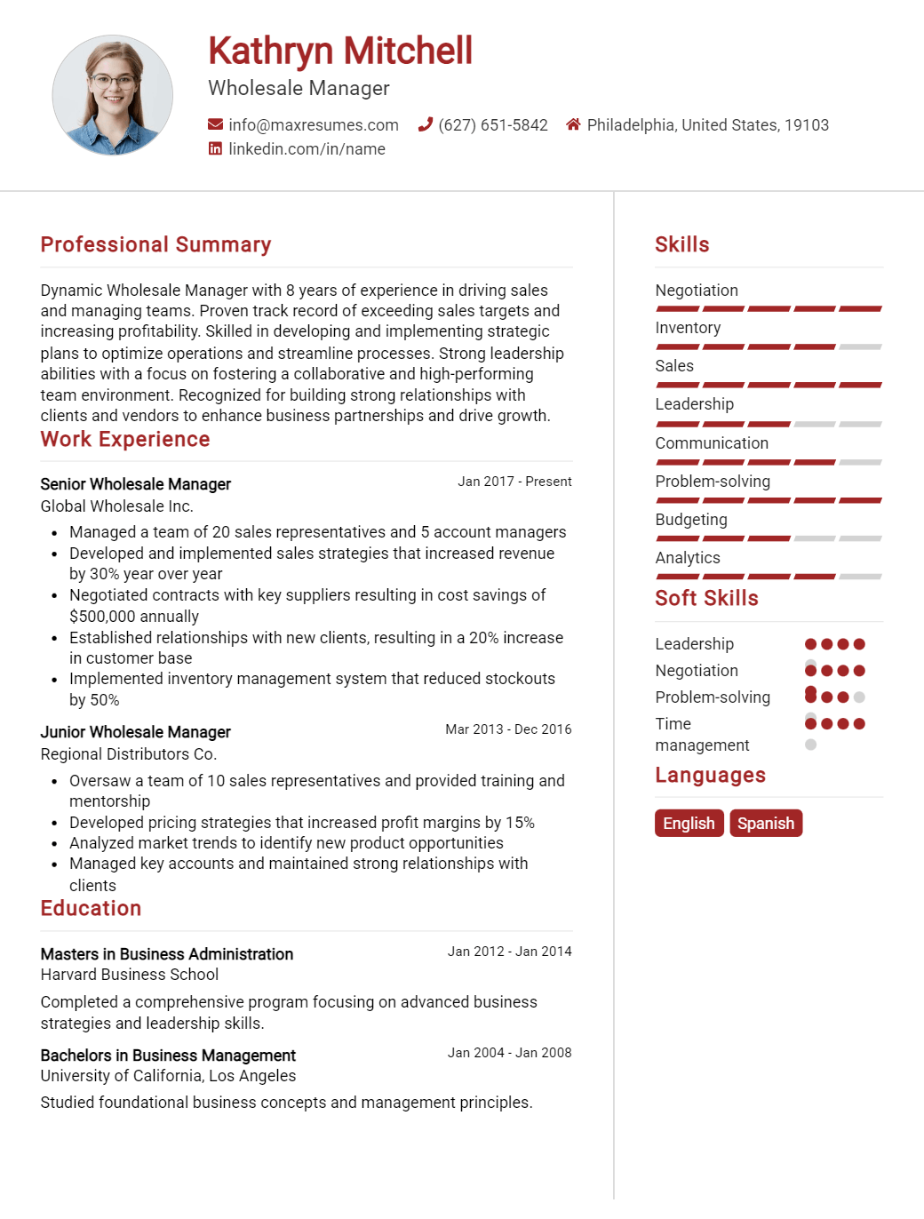 wholesale-manager-resume-sample