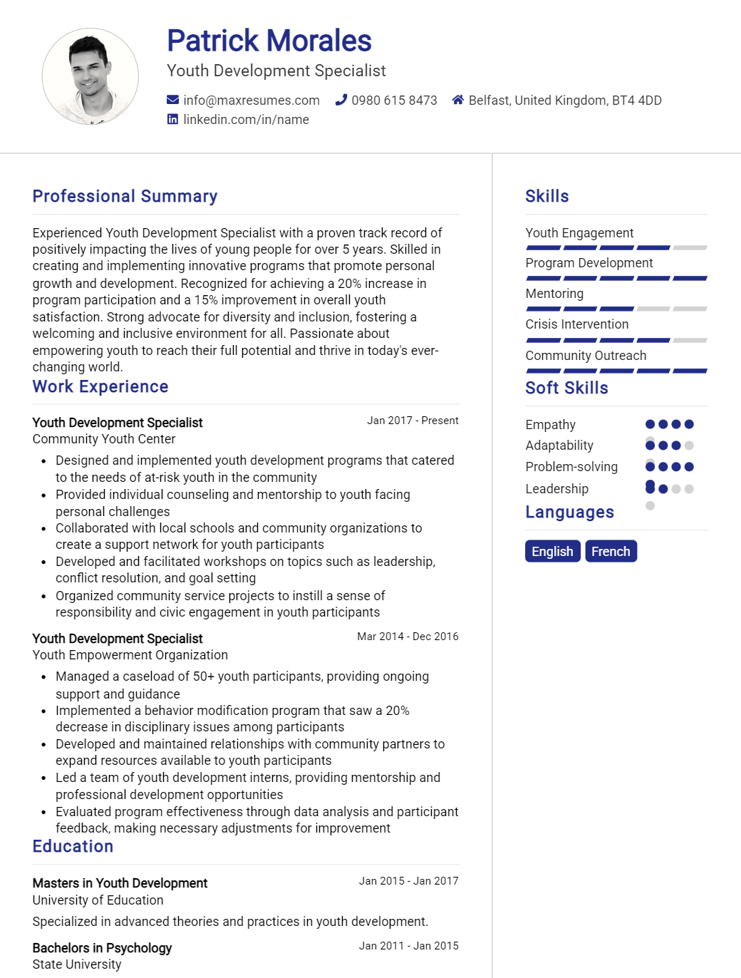 youth-development-specialist-resume-sample