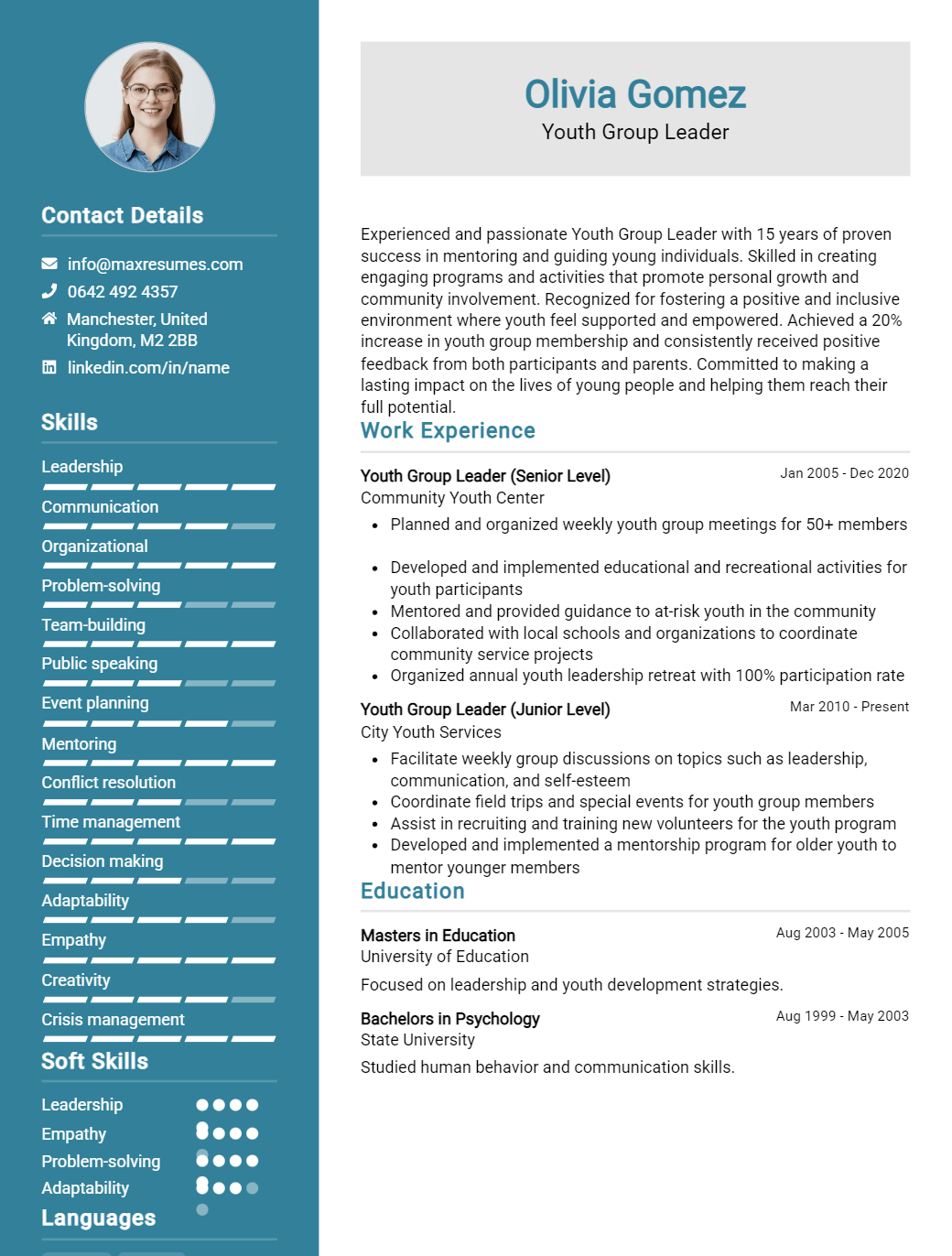 youth-group-leader-resume-sample